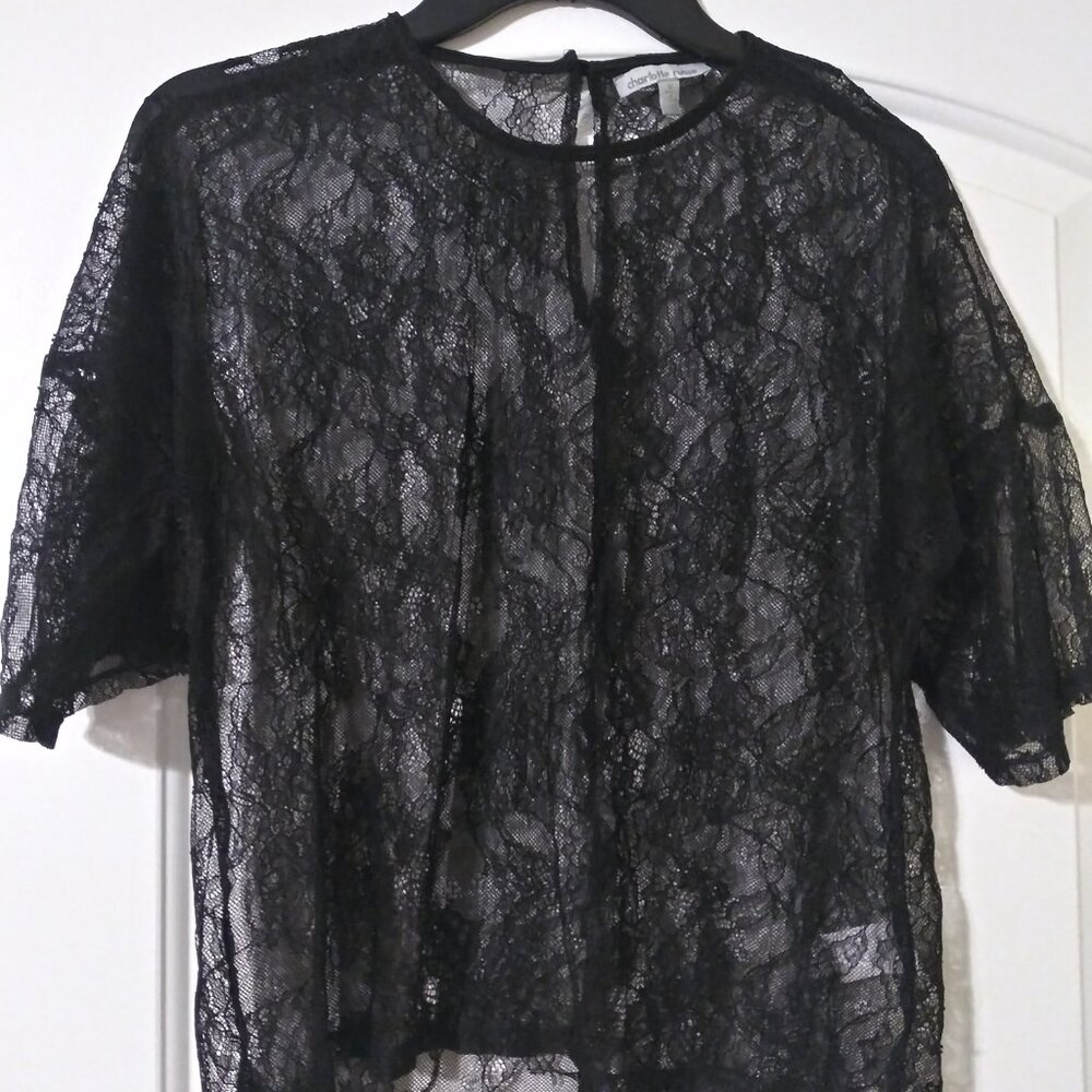 Charlotte Russe Women's Black Lace Blouse  Sz-S